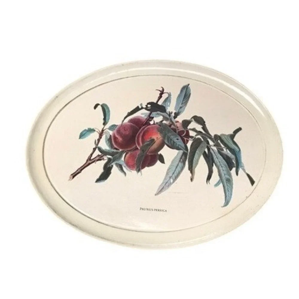 Legno Holz Vintage Oval Wood‎ Serving Tray Made in Italy Botanical Peach